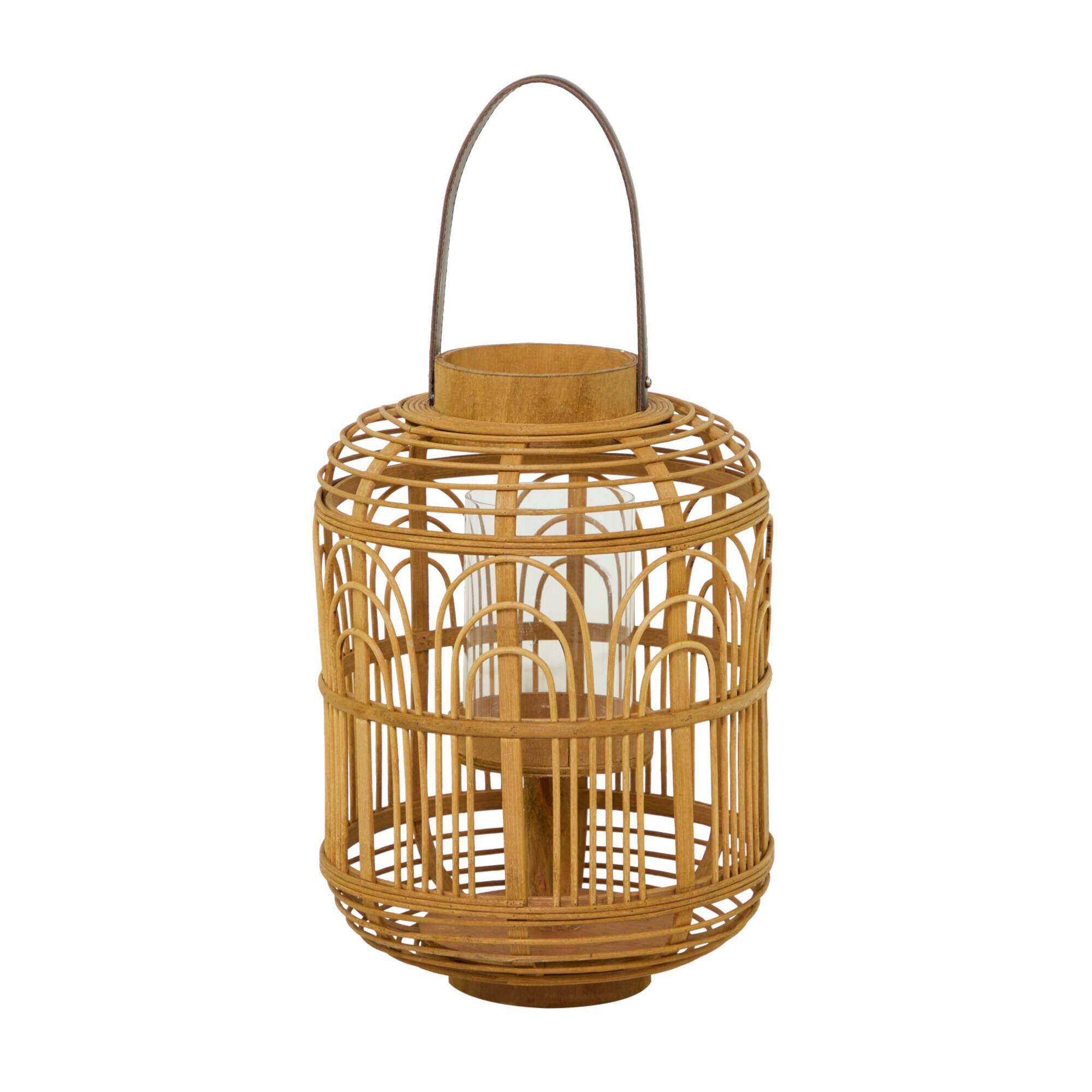 15" Tan Bohemian Bamboo Lantern